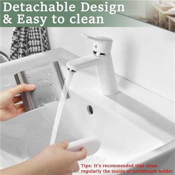 Toothbrush Holder Toothpaste Organizer Bathroom Countertop Electric Storage Silv - Picture 5 of 7